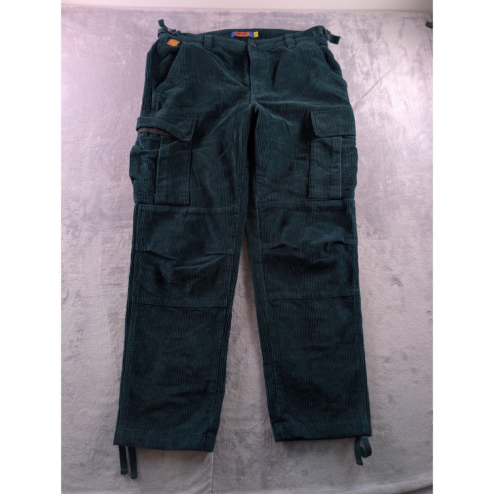 Empyre Relaxed Fit Corduroy Cargo Pants Green Mens 32 Adjustable Cuffs